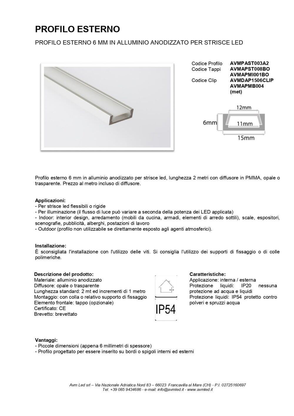 PROFILO ESTERNO 6mm + cover