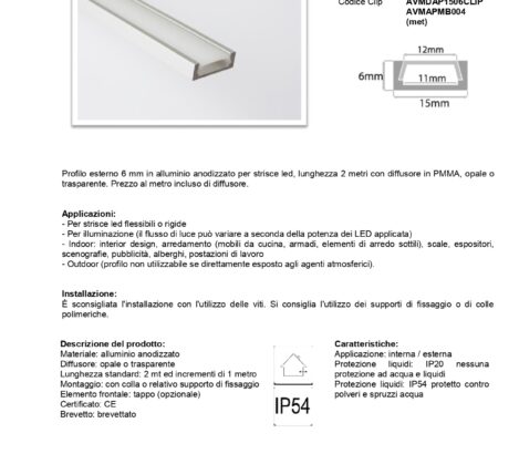 PROFILO ESTERNO 6mm + cover