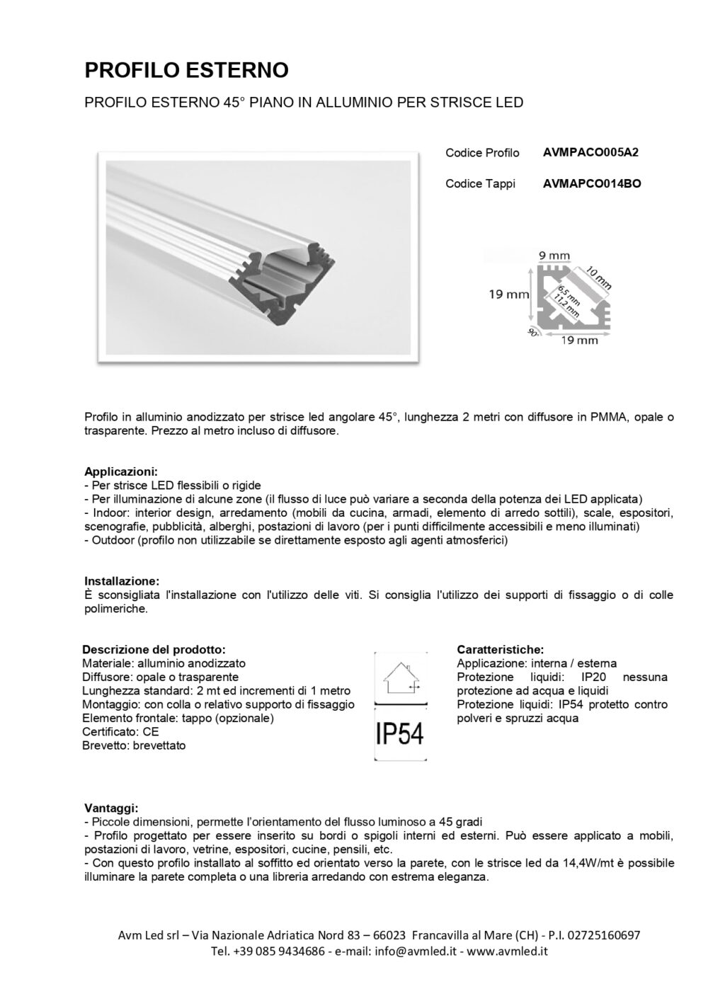 PROFILO ESTERNO 45 GRADI