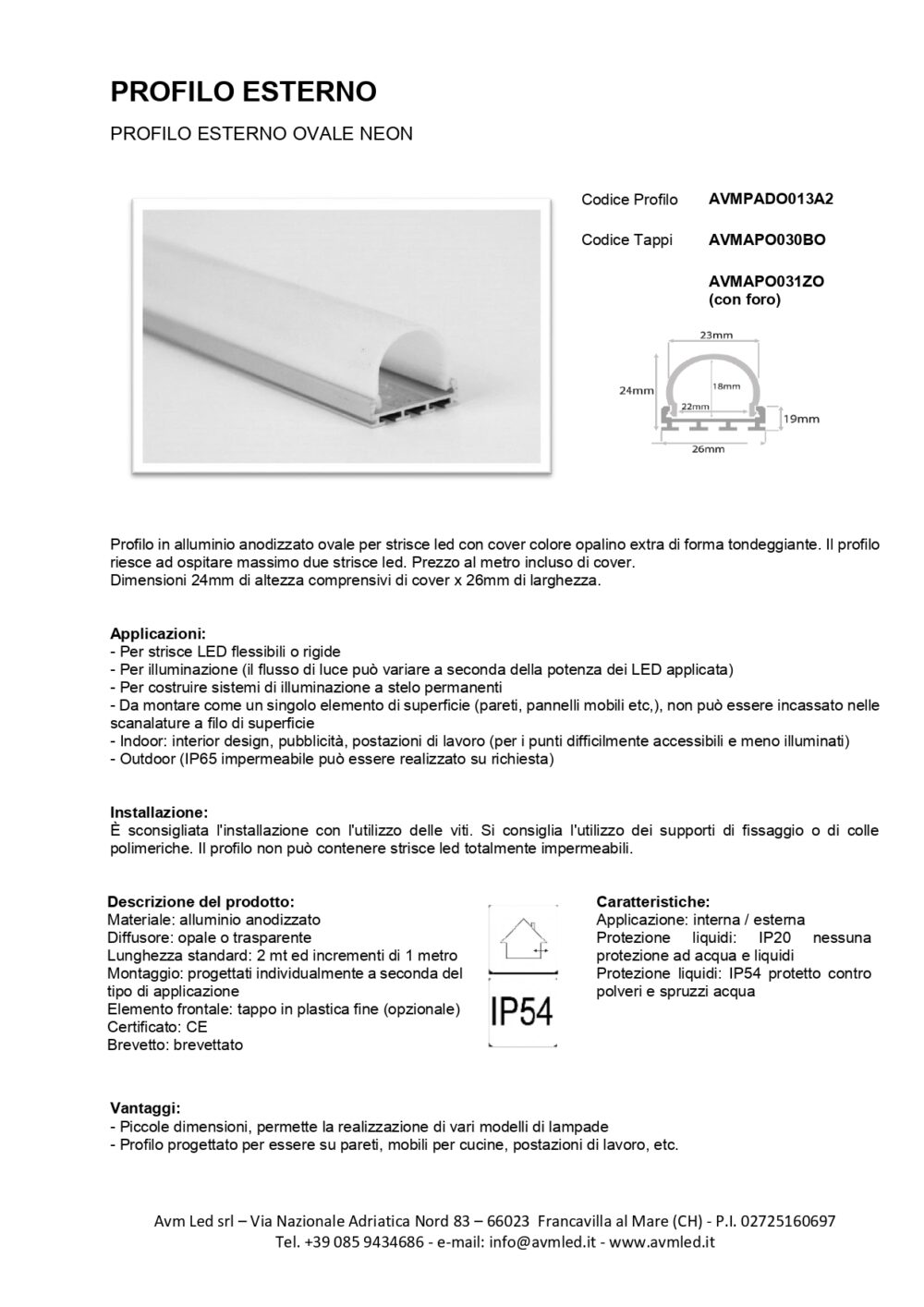 PROFILO ESTERNO OVALE NEON