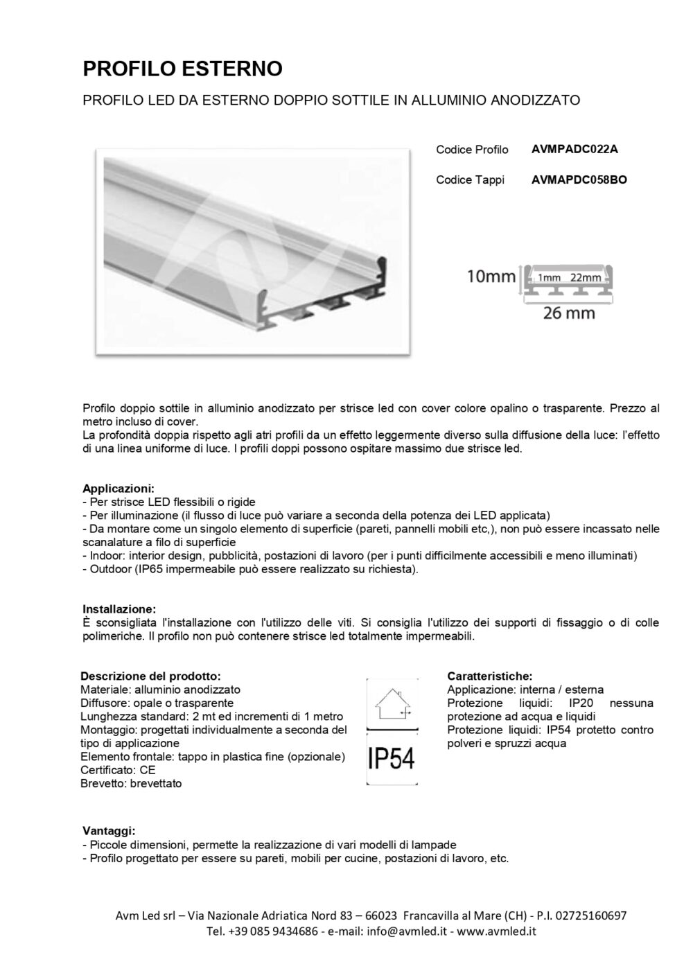PROFILO ESTERNO DOPPIO SOTTILE