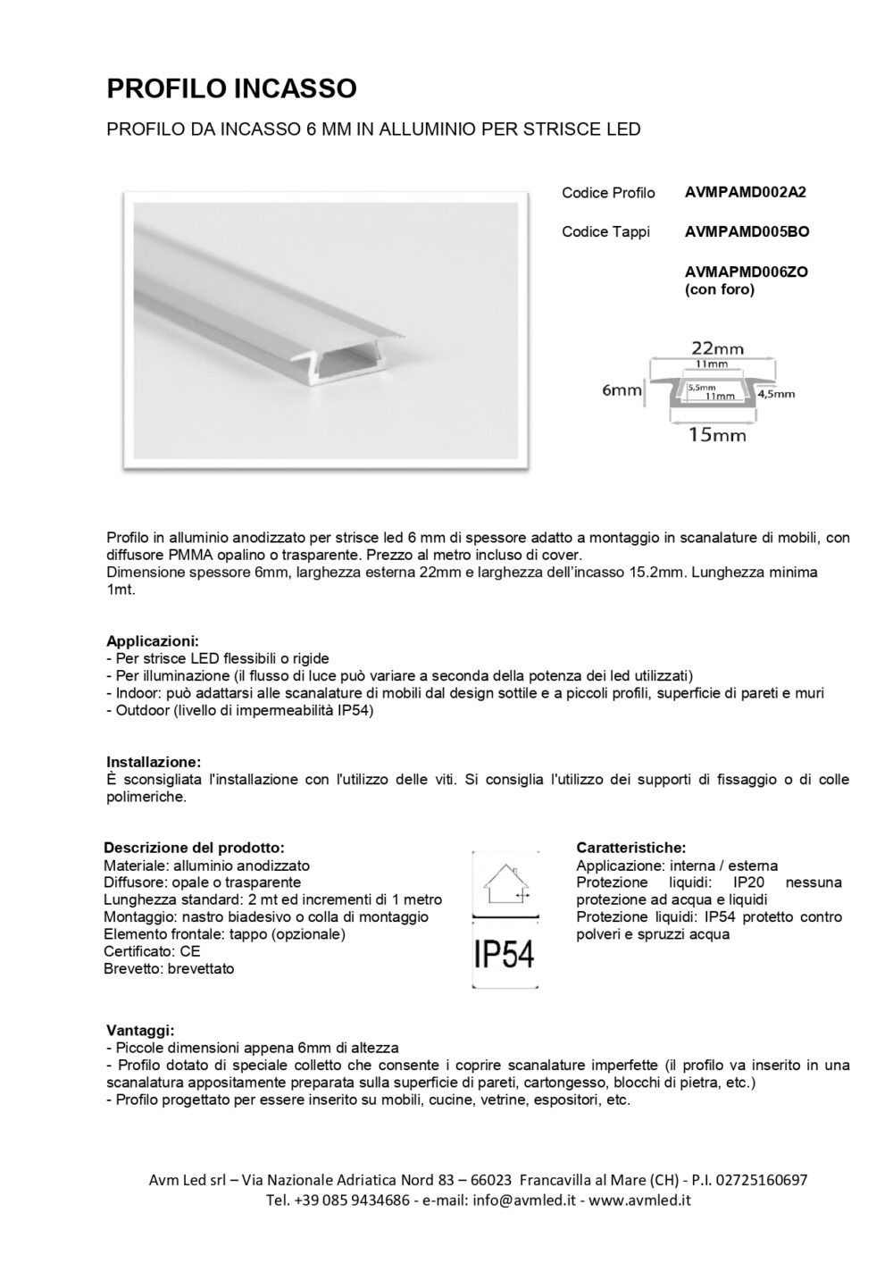PROFILO INCASSO 6mm