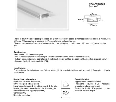 PROFILO INCASSO 6mm