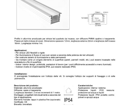 PROFILO INCASSO QUADRATO