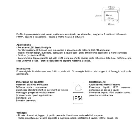 PROFILO INCASSO QUADRATO DOPPIO